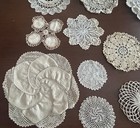 12 Vintage Hand Crochet Lace Doilies Placemats Coasters White Ecru 4 - 11 Inches