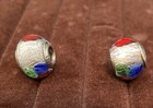 2 Qg 925 Glass Handmade Beads Made In Italy Blue Green Red Silver 4 5mm Opening