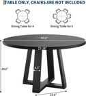 47 Inch Round Dining Table For 4-6 People  Black Kitchen Table