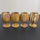 Vintage Banded Calcite Stone Goblets Set Of 4 Onyx Marble Style