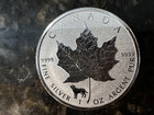 2018 Canada Silver Maple Leaf    Dog Privy    1 Oz Coin Bu