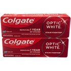 New Colgate Lot Of  2  Optic White Stain Fighter Toothpaste Fresh Mint Gel 3 8oz