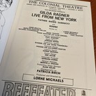 Gilda Radner Live From New York Playbill August 1979 Paul Shaffer Guido Sarducci