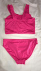 Girls  Nwt 2pc Tankini Ruffled Straps Pink Glowstick Wonder Nation Poly spandex