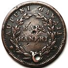 1847 1c Kingdom Of Hawaii Large Cent  Holed