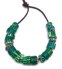 23 Rare Antique Green Chevron Venetian African Glass Trade Beads