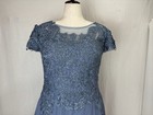Lace Appliques Short Sleeve Evening Dress Wedding Reception Crew Neck Sz 16