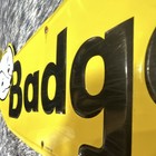 Badger Embossed Advertising Sign W  Dog Graphic  Yellow Black White  26 In