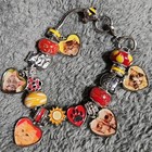 2 Danbury Mint Cat Charm Bracelets Fully Adjustable Rare  1 Red  1 Pastel 