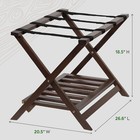 Pj Wood Hotel Style Wood Home Folding Suitcase Luggage Rack With Shelf  Walnut