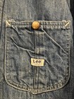 Vintage 60s Lee Denim Chore Jacket Sanforized Blanket Lined Med 22x29 Thrashed