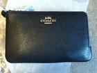 Coach 6649 Black Pebbled Leather Double Corner Zip Wristlet
