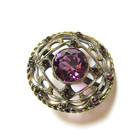 Antique Hatpin Large Amethyst Glass Rope Border