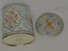 Vintage The Box Company Daher Tin Canister  Pink And Green Floral Roses Buds