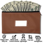 Money Bank Deposit Bag With Zipper   11x6 Inch   Dark Brown   Durable Leather   
