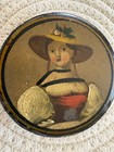 Antique Wood Snuff Box Rare Image 19th Century Hand Painted Woman