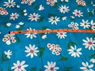 Vintage Blue Floral White Daisy Flower Fabric 44   x3yards