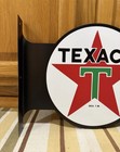 Texaco Flange Sign Gas Oil Garage 2 Sided Vintage Style Wall Decor