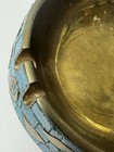 Salvador Teran Mosaic Inlay Brass Ashtray Signed Mexico Mid Century Modern