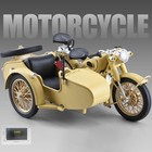 1 10 Diecast Motorcycle Sidecar Vintage Military Light Sound Toy Model