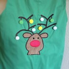 Vintage  Christmas Holiday Reindeer Pompom 12  18 Months Green Overalls Romper