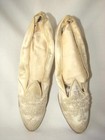 1910 Antique Edwardian Women s Cream Satin Beaded Wedding Shoes   Stockings