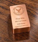 5 Kilo  999 Fine Copper    brick    Bar- Mirror Polished - 2026 -copper Reserve Mint