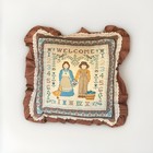 Vintage Handmade Sewn Quilted Farmers Duck  Apples White Throw Pillow Grannycore