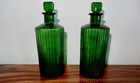 2 Antique Emerald Green  Apothecary Pharmacy Multi Sided Bottles 7    Stoppers