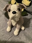 Realistic Boston Terrier Handmade Crochet Puppy Dog Gray   White Stuffed Animal