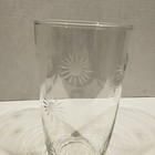 Mcm Clear Glass Vase With Etched Atomic Starburst Sunflower Daisy Floral