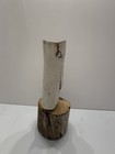 Hand Carved Wooden Owl Driftwood Painted Whimsical 8 5  White