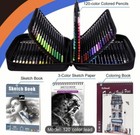 120 Colored Pencils In Zipper Case   Sketchbooks New Shipping Included