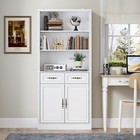 Bookshelf With Drawers   Cabinet  5-tier Floor Standing Bookcase Storage Shelf