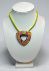 Handmade Marbled Red Polymer Clay Large Pendant Necklace On Cord   Earring Set