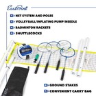 Volleyball Badminton Net Set W  4 Rackets Portable Adjustable Height Team Sports