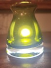 Vintage Mid Century Style Olive Green Art Glass Vase Heavy Clear Base 5 5 