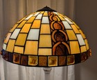 Vintage Tiffany Style Stained Glass Light Shade Slag Mission Deco Lamp Euc
