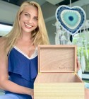 Large Wooden Box With Hinged Lid - Wood Keepsake Boxes Blonde Oak Wood Box
