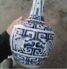 Nice Chinese Collectable Art Hand Blue White Porcelain Flowers Plants Vase