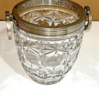 French Silver Plated Cut Glass Champagne Ice Bucket Hoop Handles Vintage El