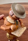 Vintage Anri Mechanical Wine Bottle Stopper Cork Man Reading Hand Carved Wooden