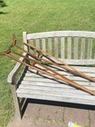 Vintage Wood Standard Crutches Pair  Brown Wooden Walking Aid Mobility Support