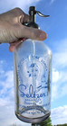 Rare Antique Clear  Blue Writing  With A  Lady On The Seltzer Bottle      Nice  