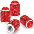 Bling Tire Valve Caps Red  4 Pack Handmade Crystal Rhinestone Valve Stem C-red