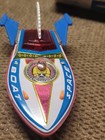 Vintage Space Boat Tin Litho Plastic Friction Mf278 Rocket Toy Boxed Sparks 