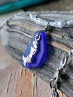 Cobalt Blue Genuine Sea Glass Necklace Aloha Hawaiian Mermaid Charm Stunning