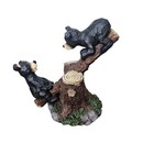Black Bear Cubs Teeter Totter Tree Stump Figurine Rustic Cabin Lodge Decor 9 