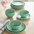 The Pioneer Woman Colette 12-piece Stoneware Dinnerware Set  Green  Free Ship