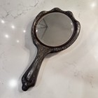Ornate Embossed Flowers Art Nouveau Antique Silverplated Hand Mirror Monogram